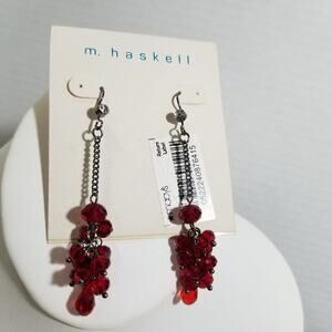M. Haskell nwt 3" drop sparkling red cluster earrings 1.1357